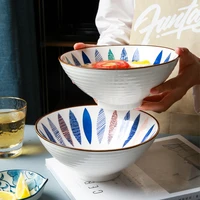 ramen bowl to eat instant noodles bowl underglaze color household hat bowl large ceramic soup bowl anti scalding tableware