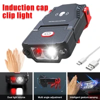 portable led induction clip cap light usb charging headlamp night fishing hat lamp adjustable angle for camping hiking