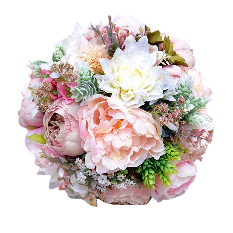 

Искусственный Пион Роза, Георгин, Свадебный букет невесты, букет для исповедь с цветами, букет для девочек с цветами