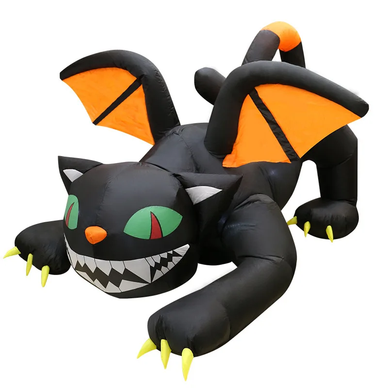 

6Ft Halloween Inflatable Pounce The Vampire Cat LED Lights Outdoor Indoor Decorations Blow up Lighted Home Yard Decor Party Toys