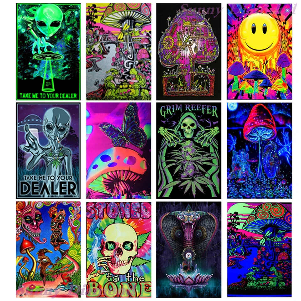 

Diy Diamond Painting Kits Alien Art Psychedelic Abstract 5D Mosaic Embroidery Full Drill Cross Stitch Living Room Decor Cuadros