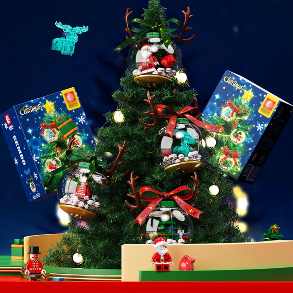 

Santa Elk XMAS Building Block Christmas Pendant Blocks Kids Toys Gifts Creative Assembling With Light 74/75/76/85pcs Present