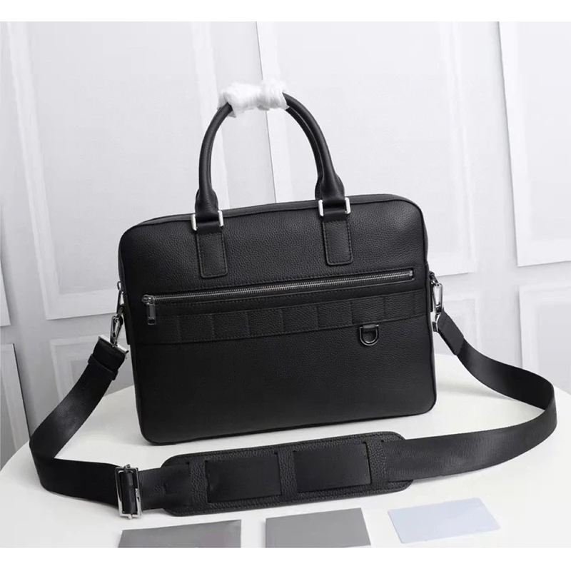 

New handbag men's fashion computer pocket wearable soft handle leather one shoulder square briefcase