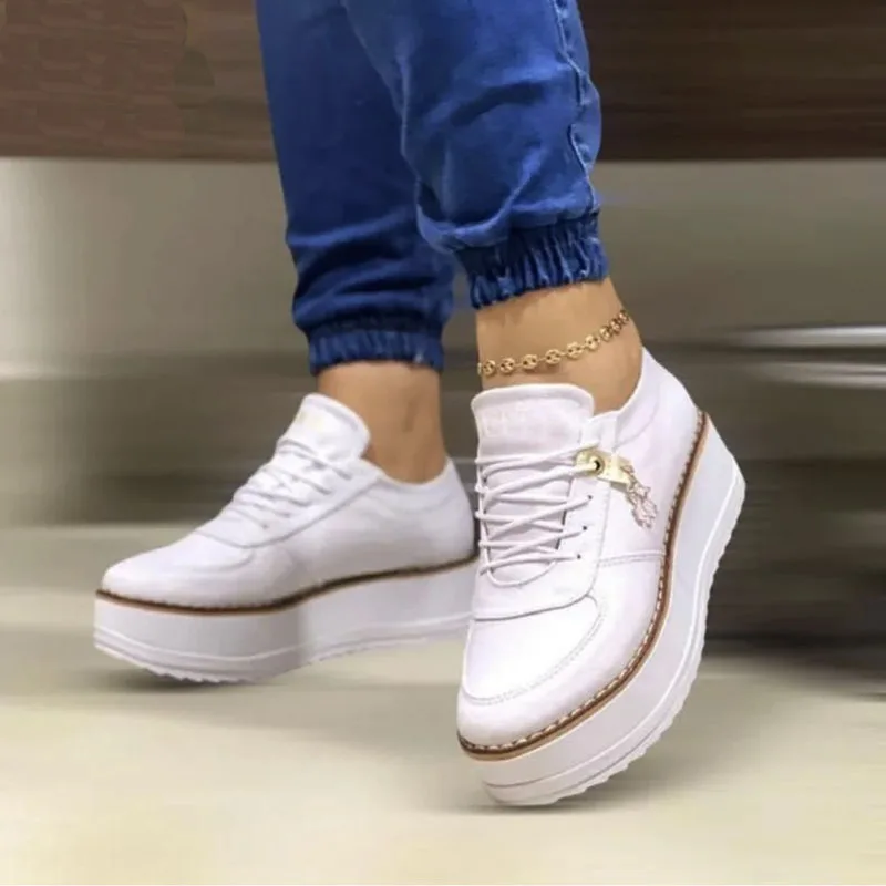 

Chunky Platform Vulcanized Shoes for Women Thick Sole Tenis Sneakers Casual Fashion Ladies Flats Large Size 43 Zapatos De Mujer
