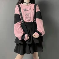 deeptown japanese style anime manga crewneck sweatshirt women kawaii subculture ruffle layer lolita dress soft girl preppy style