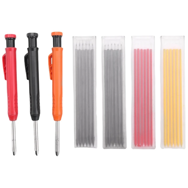 

Solid Carpenter Pencil Set With Refill Leads, Deep Hole Mechanical Pencil Marker Marking Tool, For Carpenter Scriber