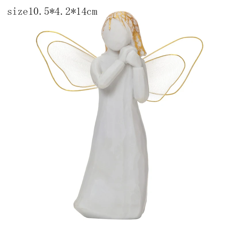 

Настольная маленькая декоративная фигурка с милым ангелом, украшение из смолы, украшение для дома, офиса, сада
