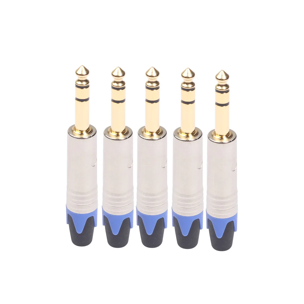 

1 Pcs Gold Plated Plug 6.35mm Stereo DIY Solder Plug for DIY Electric Guitar Audio Cable, Mic Audio Cable Connection Cable