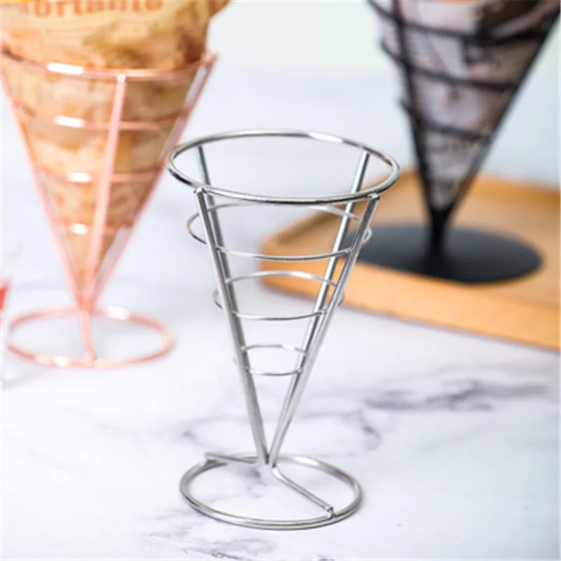 

Stainless steel Holder For Egg Waffle Maker French Fry Stand Cone Basket Holder
