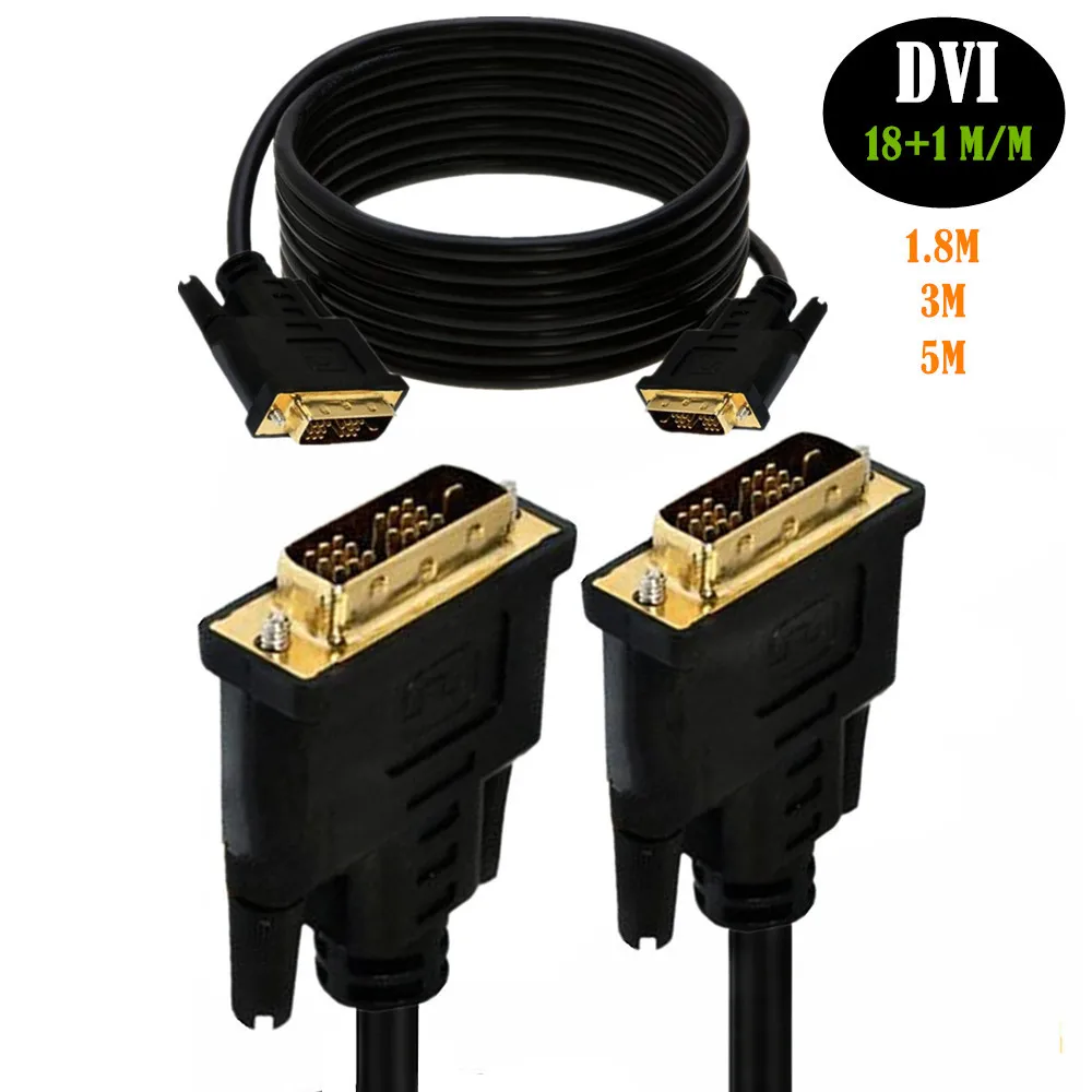 1.8m/3m/5m DVI-D 18+1 pin male to male Single Link Gold Plated Cable Digital Video