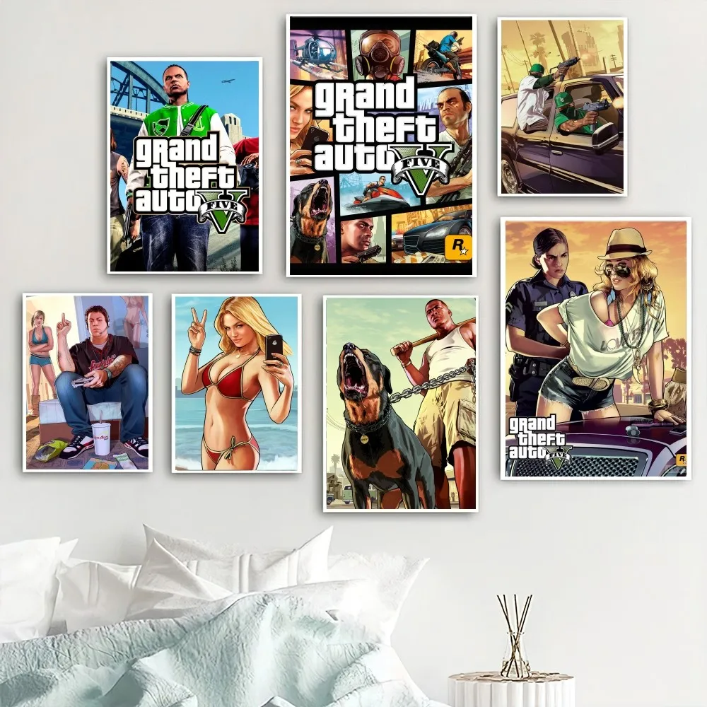 Постер Grand Theft Auto V GTA5 домашний декор для комнаты гостиная спальня эстетическое