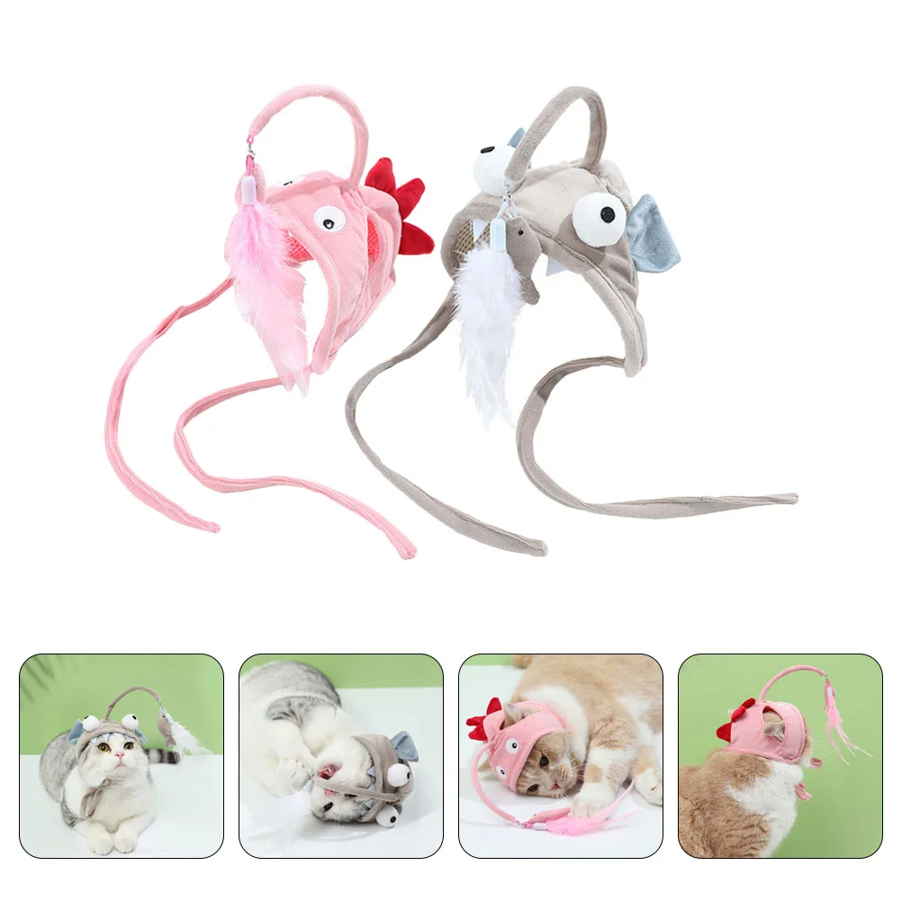 

Cat Toy Teaser Teasing Wand Stick Hat Toyscostume Hats Cats Pole Dog Interactive Pet Funny Wearing Head Indoor Flirting