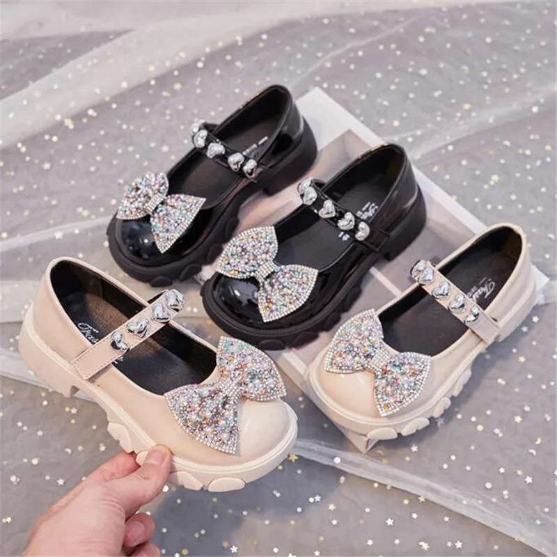 

Girls Mary Jane Shoes New Girls Beige Shoes Princess Baby Kindergarten Dress Lace Bowknot Pearl Performance Single Shoes