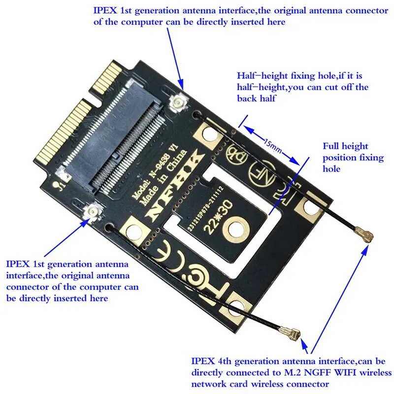 Адаптер M.2 NGFF на Mini PCI-E (PCIe + USB) для Wifi Bluetooth плата Wireless Wlan Card Intel AX200 9260 8265 ноутбука |