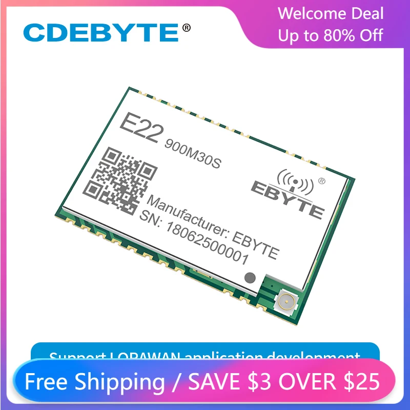 10 шт./лот SX1262 30dBm 915 МГц SMD SPI Беспроводной передатчик приемник E22-900M30S штамп отверстие антенна IPEX SPI длинный диапазон rf модуль