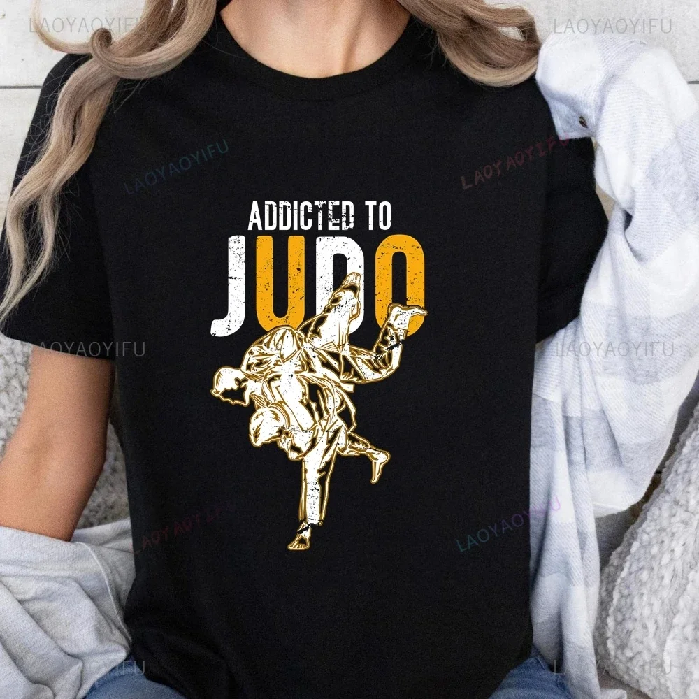 JUDO Huge Down Estampado Camiseta Top Unisex Tendencia Harajuku Manga Corta Camisa Patrón Grande