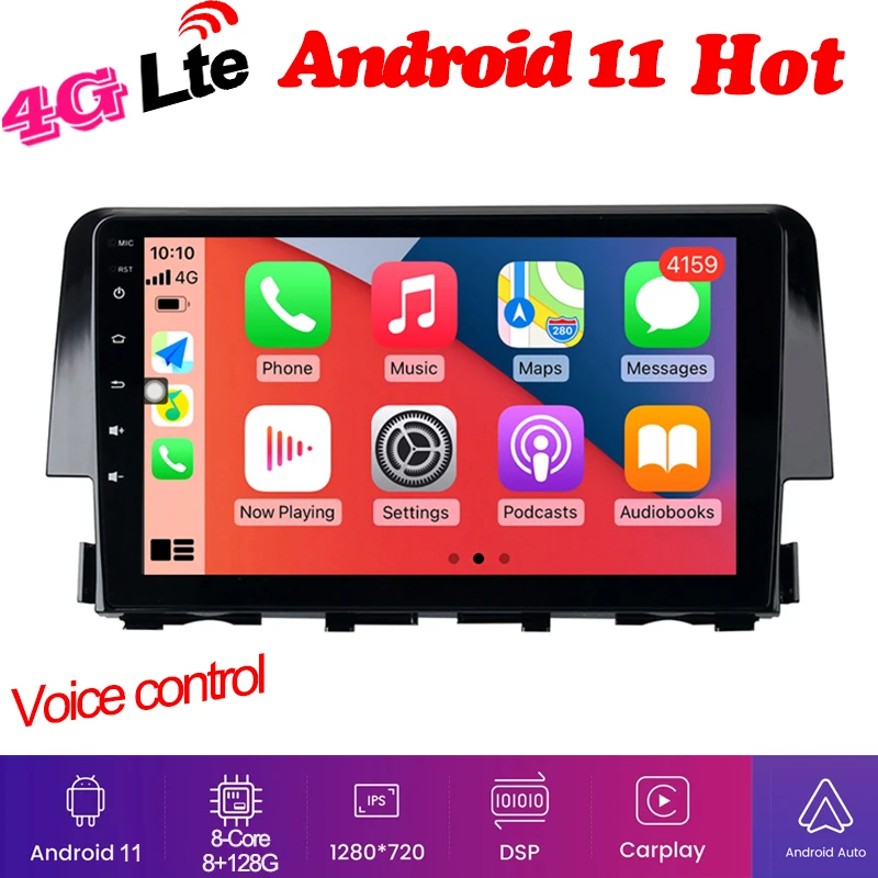 

Octa core Android 11 for honda Civic 2016 2017 2018 2019 2020 2021 Car GPS radio Player carplay 8+128G 4G lte 360 camera