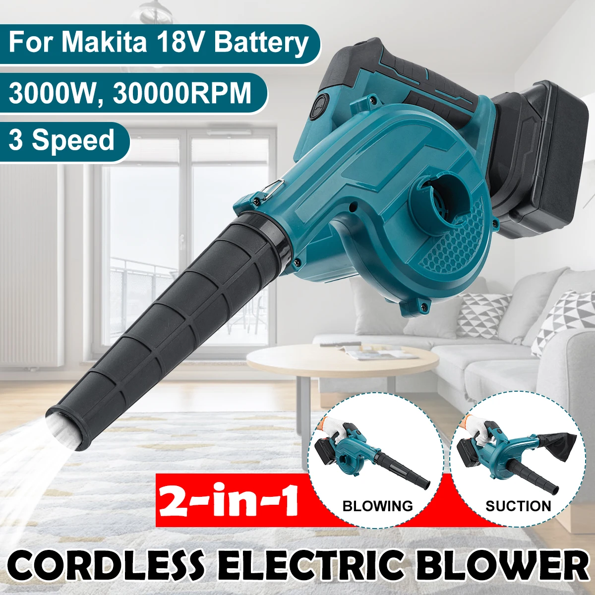 

3500W Garden Cordless Blower Vacuum Clean Air Blower for Dust Blowing Dust Computer Collector Hand Operat Power Tool