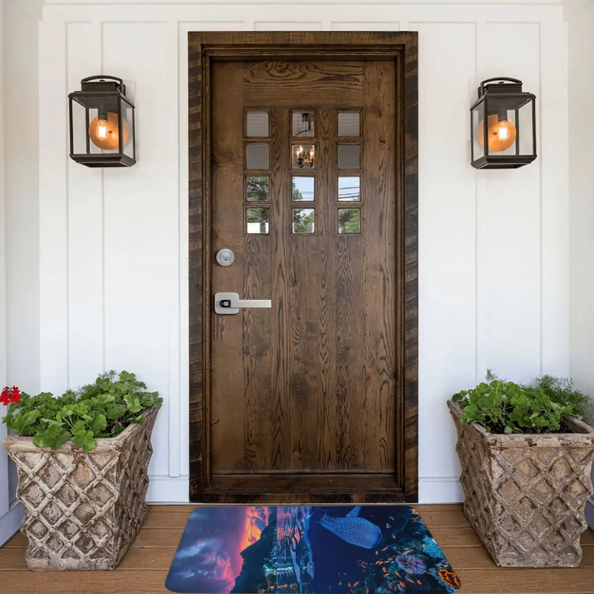 Яркий коврик для передней двери Majestic Whale Shark противоскользящий впитывающий дома