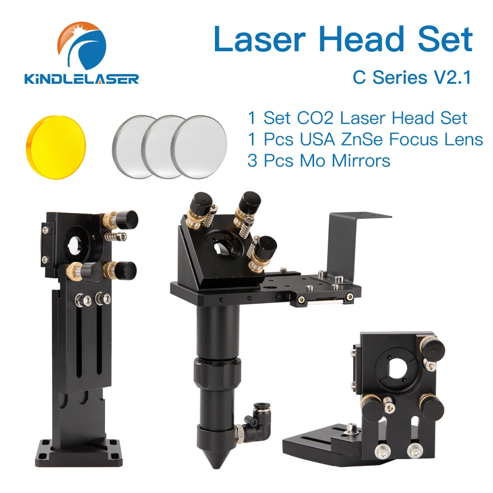 Enlarge CO2 Laser Head CVD ZNSE Focus Lens Set D18 FL38.1 D20FL50.8/63.5/101.6mm Integrative Mount Dia.25 Mo Mirror for Laser Cutter