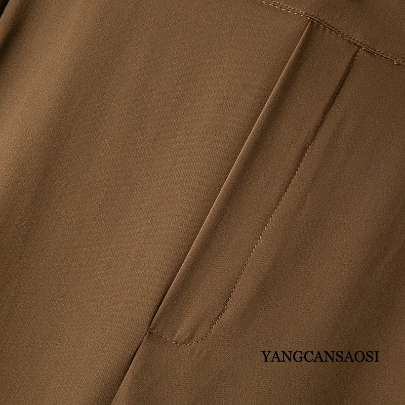 Женские модные весенние прямые брюки из 2024 натурального шелка тутового