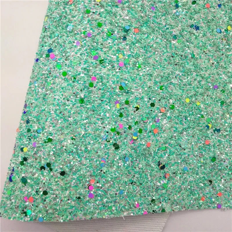 Minit Chunky Glitter Leather Flowers Printed Synthetic Weave Embossed Faux Vinyl Litchi For Bow DIY 21x29CM Q504