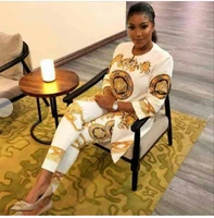 plus size 2 piece sets new african print elastic bazin baggy pants rock style dashiki sleeve famous suit for lady gowns evening