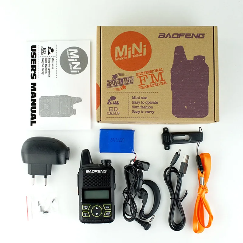 Baofeng Mini Walkie Talkie Bf-t1 with Screen Keyboard Bf-9100a Color Hanging Rope 2W UHF Band