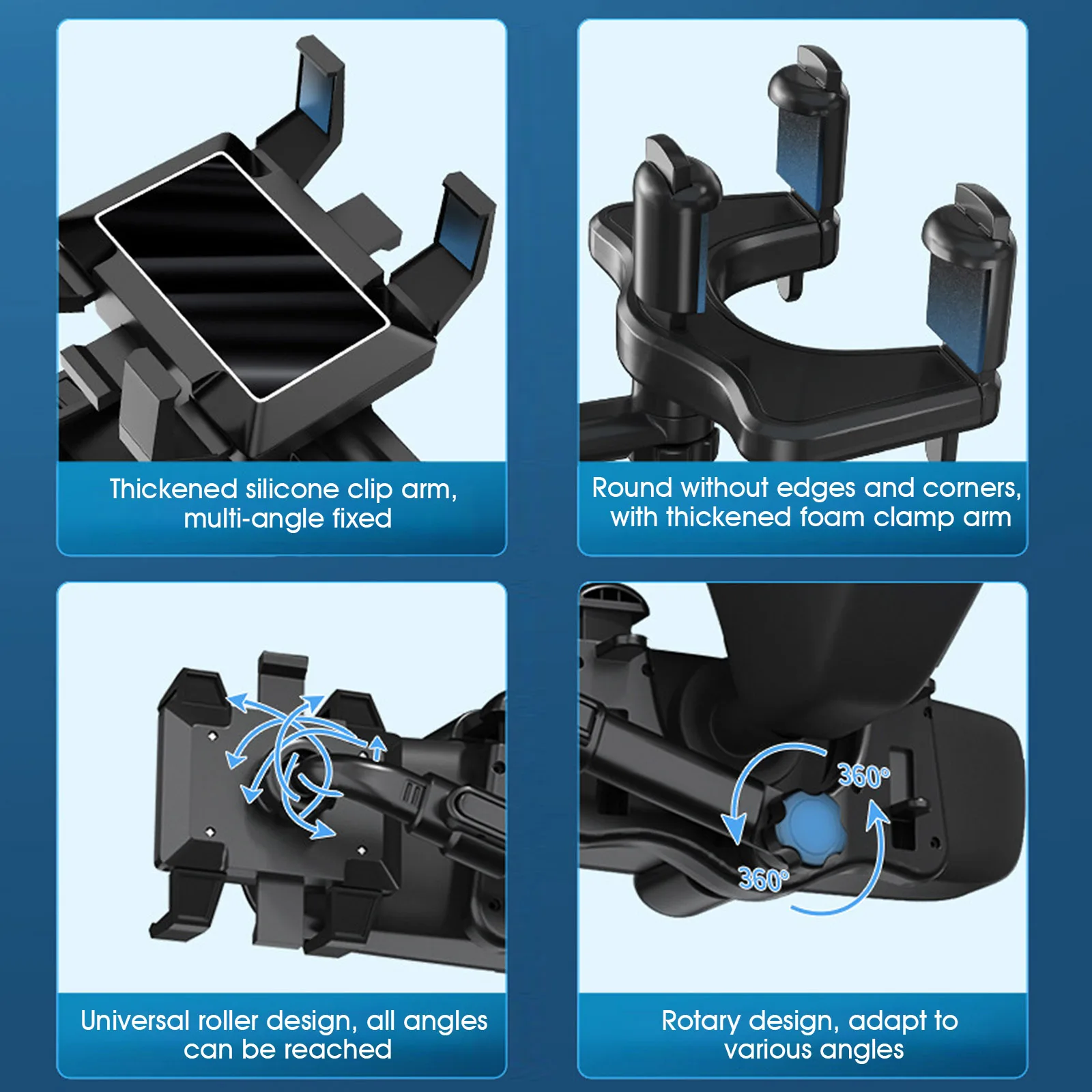 Car Phone Holder 360°Rotatable Retractable Car Rearview Mirror Phone Bracket Stand Universal GPS Phone Mount Holder