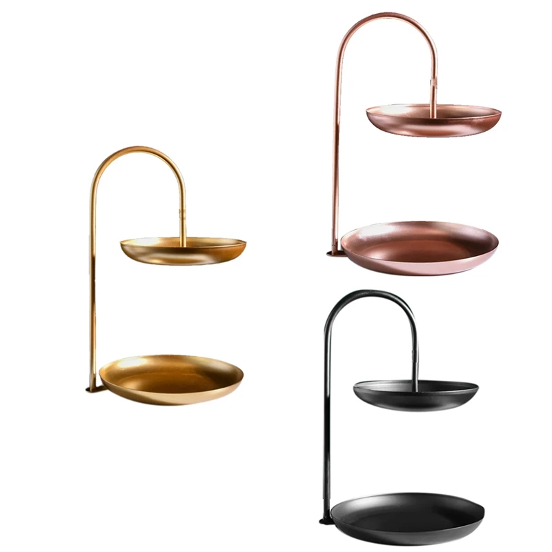 

Creative Metal Double-Layer Fruit Tray Cake Rack Food Rack Jewelry Decorative Storage Rack Makeup Storage Box