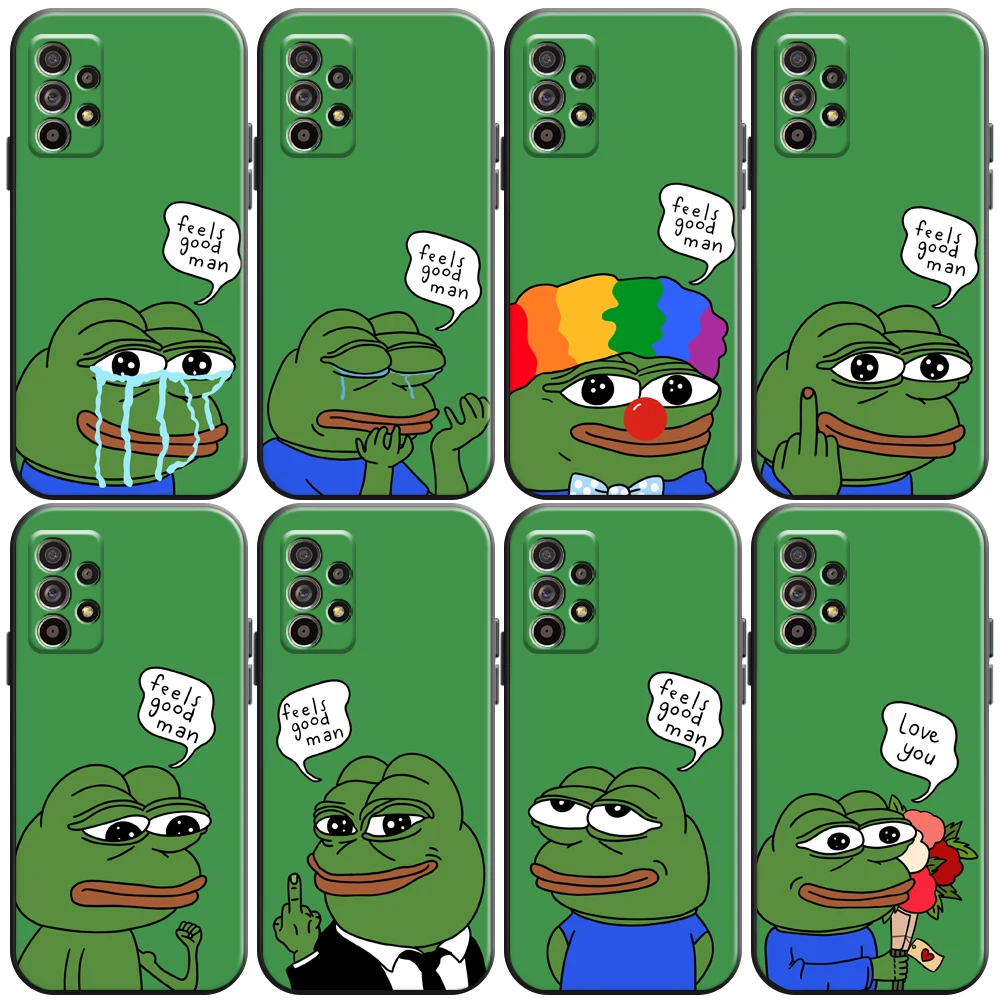 

Cartoon Make Fun Of Frogs Phone Case For Samsung Galaxy A32 4G 5G A51 4G 5G A71 A72 4G 5G Coque Soft Silicone Cover Black Back