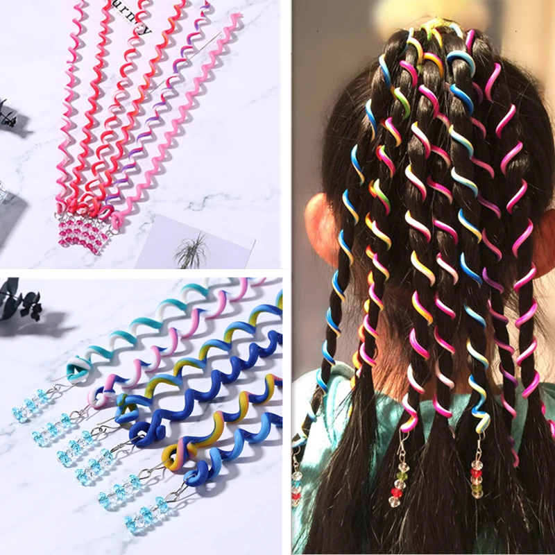 

Kids Hair Styling Tools Girls Trendy Long Braided Clip on Hair Headband Curling Wig Ties Ponytail Holder Hairband Accessories