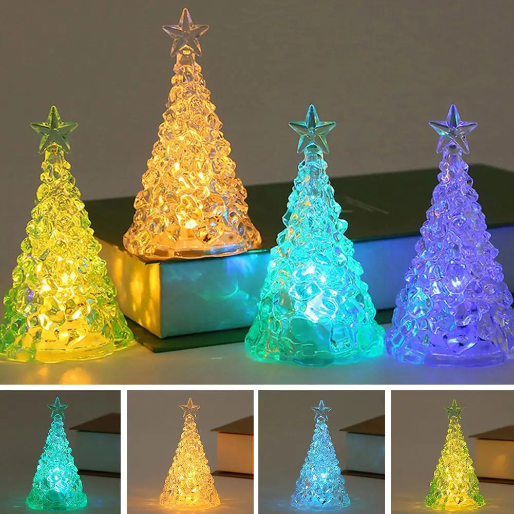 

New LED Christmas Tree Night Light Diamond Crystal Bedroom Lamp Atmosphere Living Presents Room Decoration Birthday Party W2H8