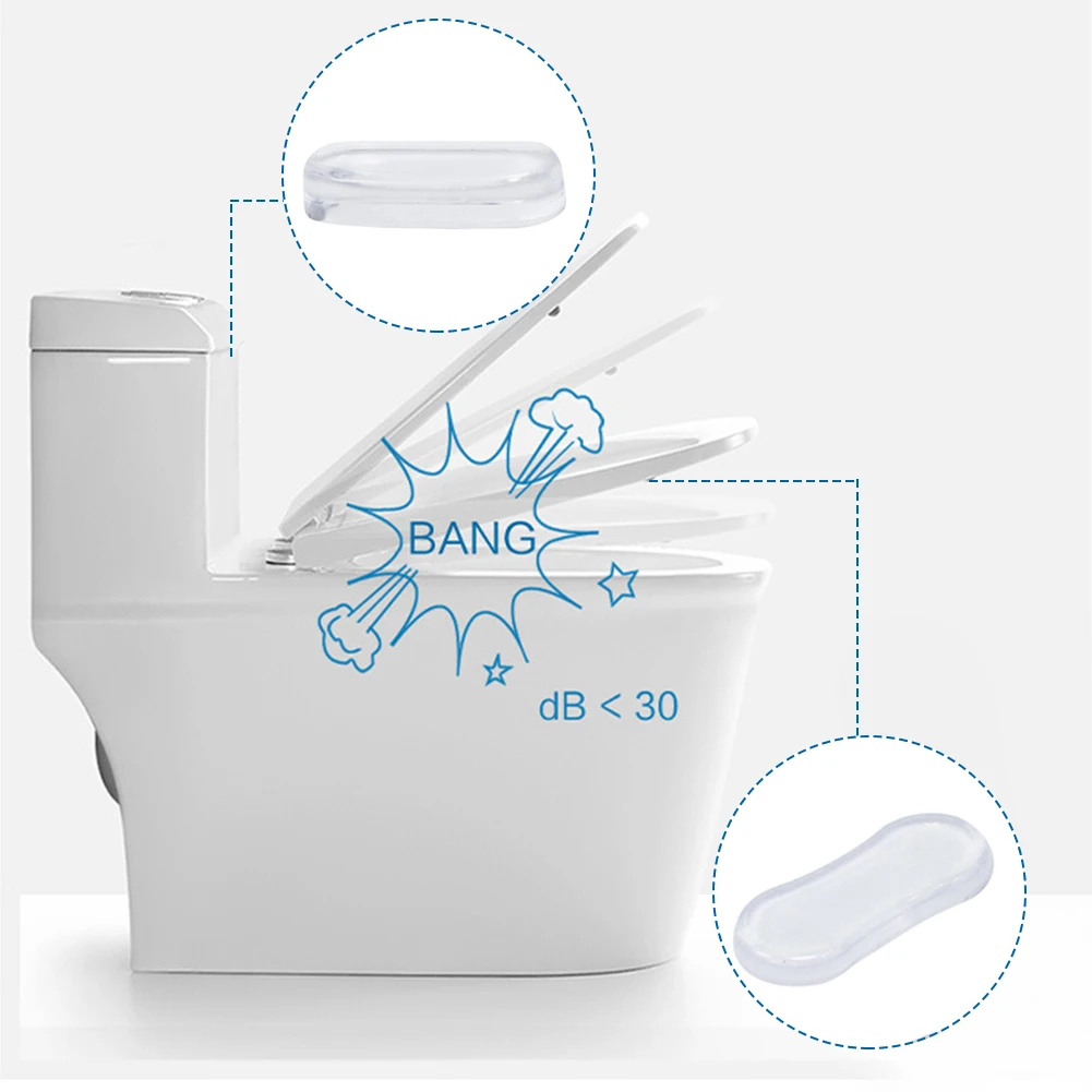 

5pcs Hygienic Toilet Seat Bumper Silicone Home Transparent Bathroom Shockproof Strong Adhesive Buffer Replacement Parts Pads