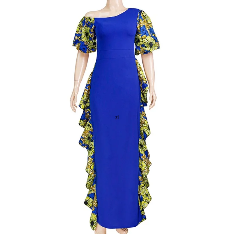 

Elegant Ladies Dinner Gown African Ankara Sexy Bodycon Wax Evening Party Long Dress Plus Size Africa Clothing For Women Outfits