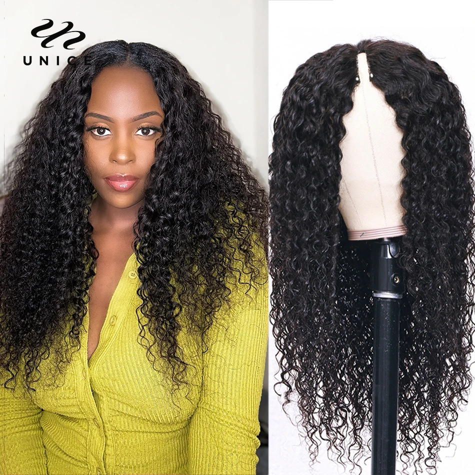 Волосы UNice новинка V часть парик человеческие волосы кудрявые 250 плотность