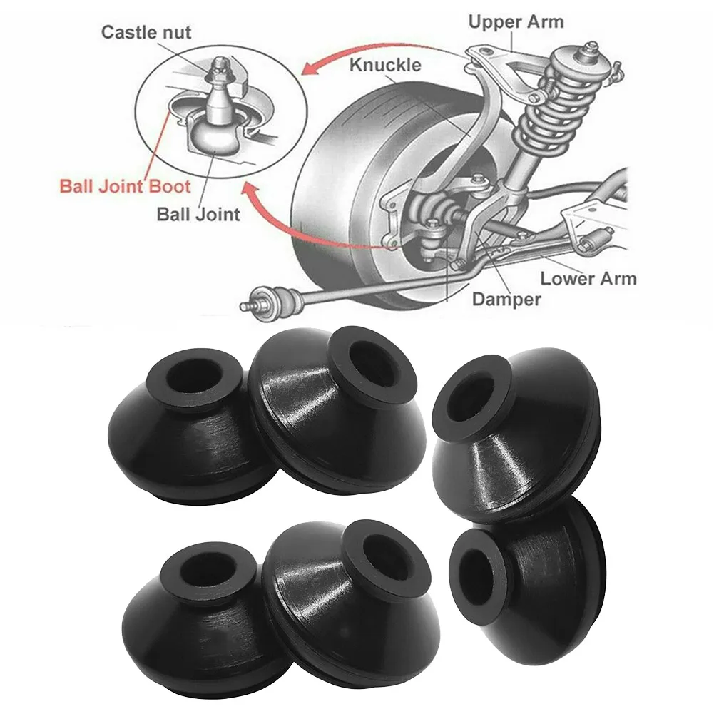 

6pcs High Quality Rubber Tie Rod End And Ball Joint Dust Boots Cover Universal Ball Joint Boot Replacement Accessories