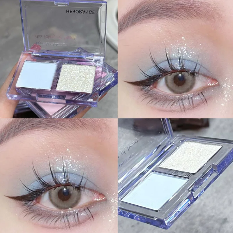 

2 Colors Eye Shadow Palette Matte Glitter Blue Eyeshadow Neon Nude Red Eye Shadow Pigments Shadow Professional Makeup