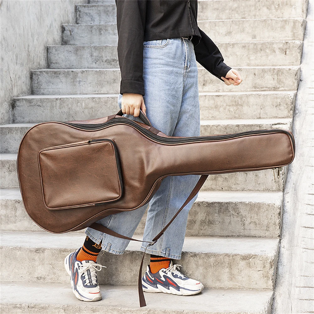 

PU Leather Guitar Bag Gig Bag Guitar With Shoulder Straps Backpack Case Cover Folk Full Size Guitar Bag 40/41 Inch