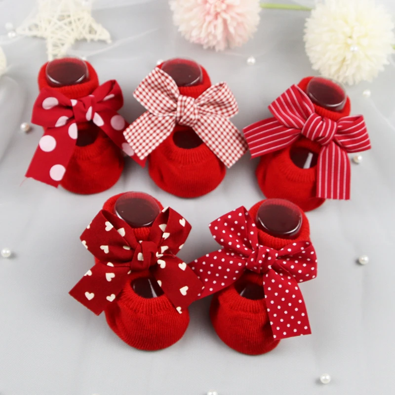 

Spring Summer 1 Pair Newborn Indoor Cotton Socks Bow Infant Anti Slip Socks Baby Girl Socks Rubber Soles Baby Boy Floor Socks