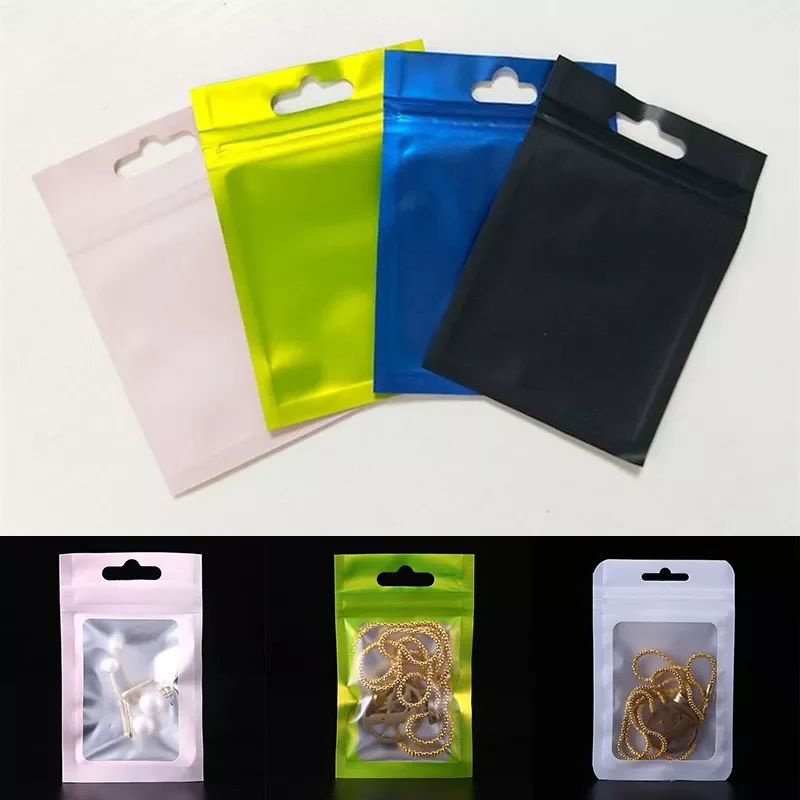 

20Pcs Matte Ziplock Bags Aluminum Foil Hologram Waterproof Zipper Reclose Storage Bag Jewelry Nail Beauty Bracelets Package Bags