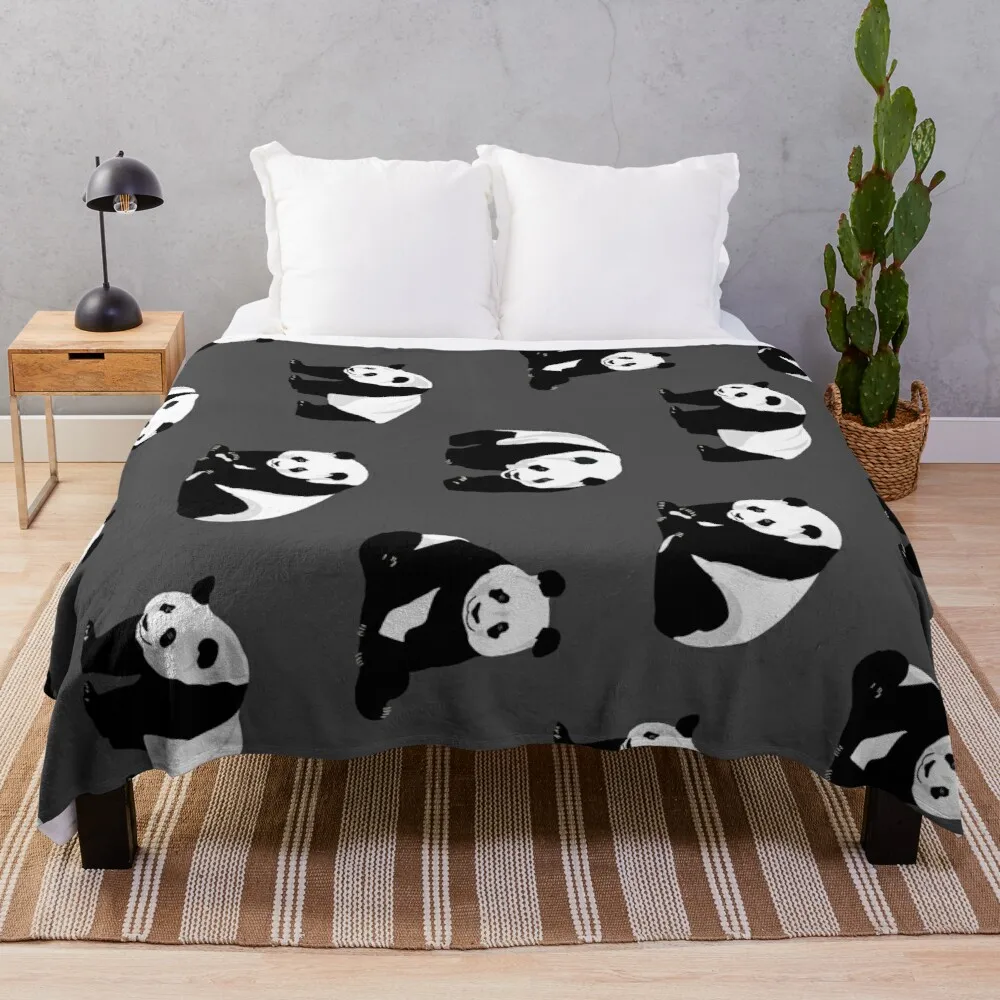 

Pandas on GreyThrow Blanket designer blanket hairy blanket fur blanket Blanket fleece