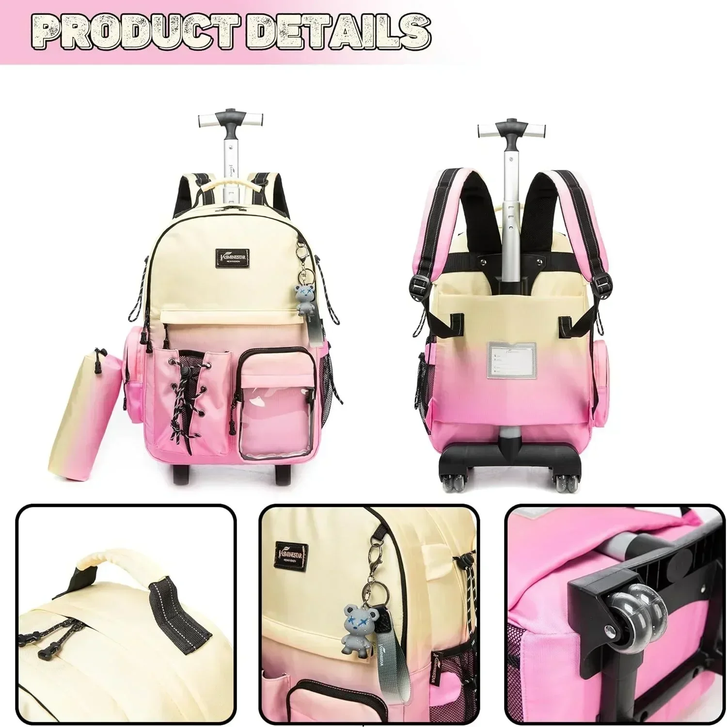 3-х шт. школьный рюкзак с колесиками тележка на колесиках для