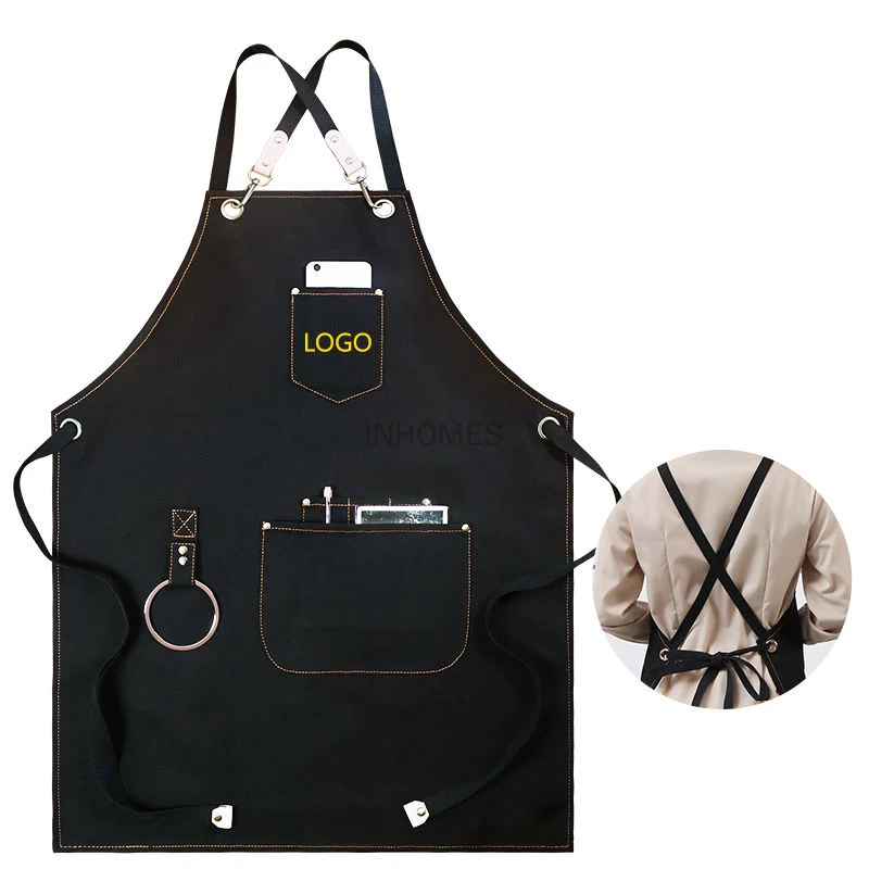 

Custom Logo Garden Carpenters Work Apron Salon Denim Hairdresser Apron Restaurant Chef Barista Cafe Barber Artist Overalls