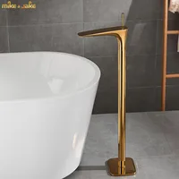 Shiny gold Floor Stand bathtub basin faucet bath stand tap floor stand Mixer Brass gold floor Bathtub stand faucet floor tap