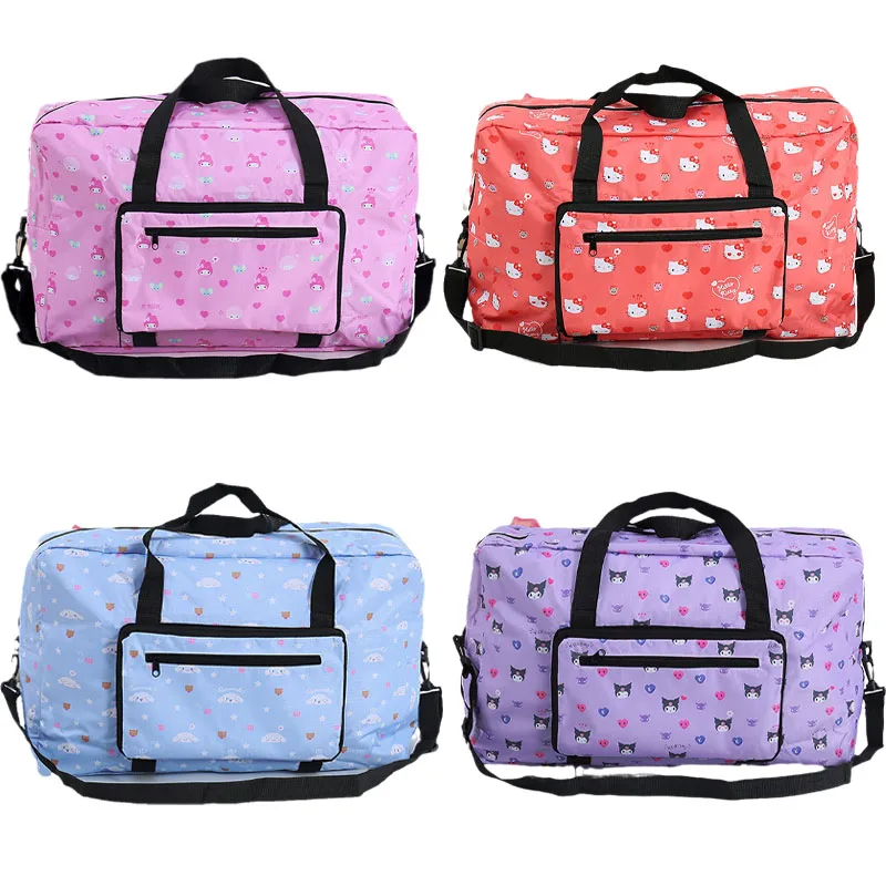 

Sanrios Kuromi My Melody Cinnamoroll Anime Kawaii Cartoon Hanging Suitcase Storage Bag Large Handbag Foldable Business Trip Bag