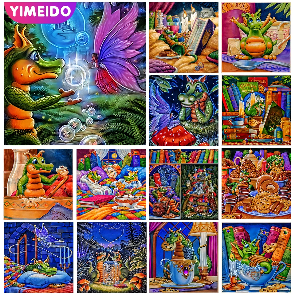 

YIMEIDO AB Diamond Painting Dragon Full Drill 5D DIY Cartoon Diamond Embroidery Kids Mocaic Rhinestones Art Picture Home Decor