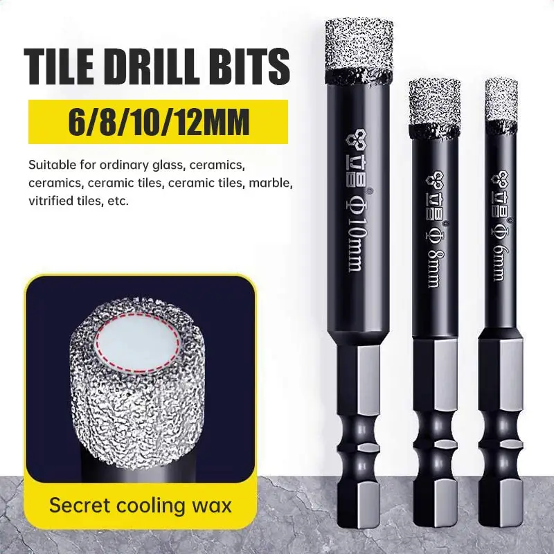 

1pc 6~12mm Hex Handle Vaccum Brazed Diamond Dry Drill Bits Hole Saw Cutter Marble Granite Ceramic Glass Tile Stone Hole Opener