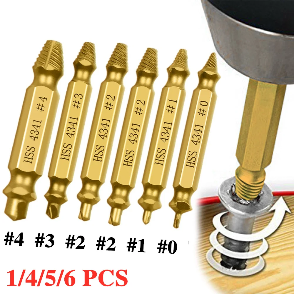 

HSS Damaged Screw Extractor Drill Bit Set Drill Stripped Screw Extractor Remover Drill Bits Remover Extractor Tools Set
