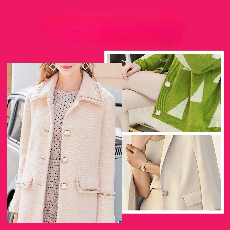 10 шт./упаковка Женское шерстяное пальто с квадратными металлическими пуговицами